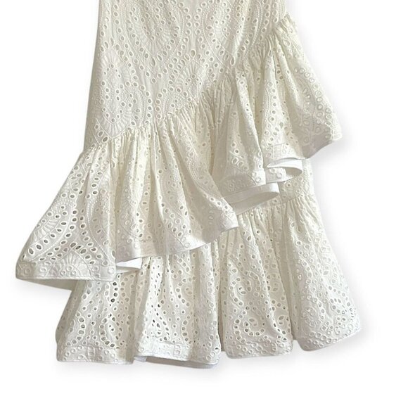 Johanna Ortiz Maui ruffle eyelet cotton skirt, White, Size 4, New with tag - Picture 16 of 16